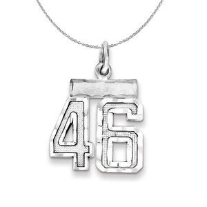 Silver, Varsity Collection, Small D/C Number 46 Necklace - 24 In